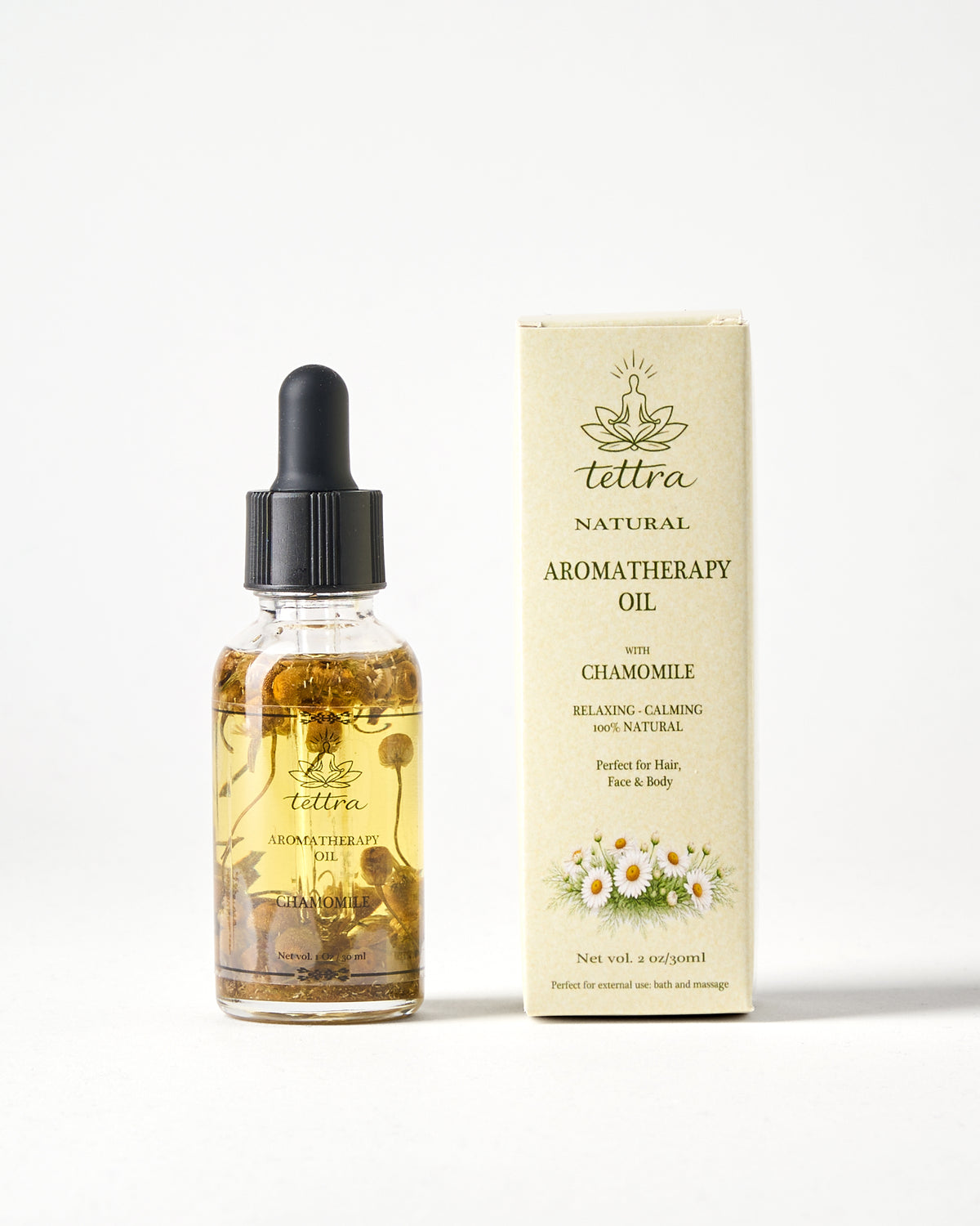 TETTRA chamomile aromatherapy oil bottle and box