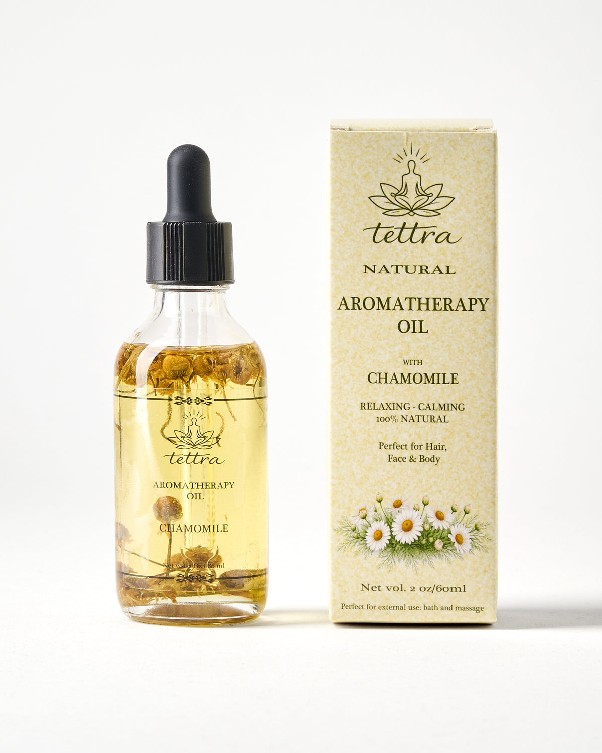 TETTRA chamomile aromatherapy oil bottle and box