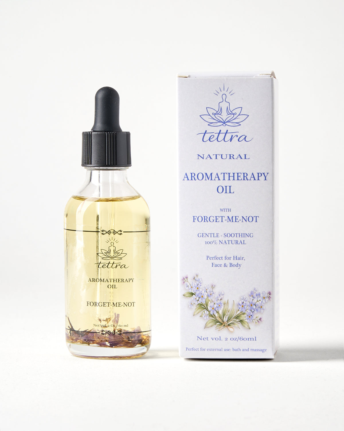 TETTRA forget me not aromatherapy oil bottle and box