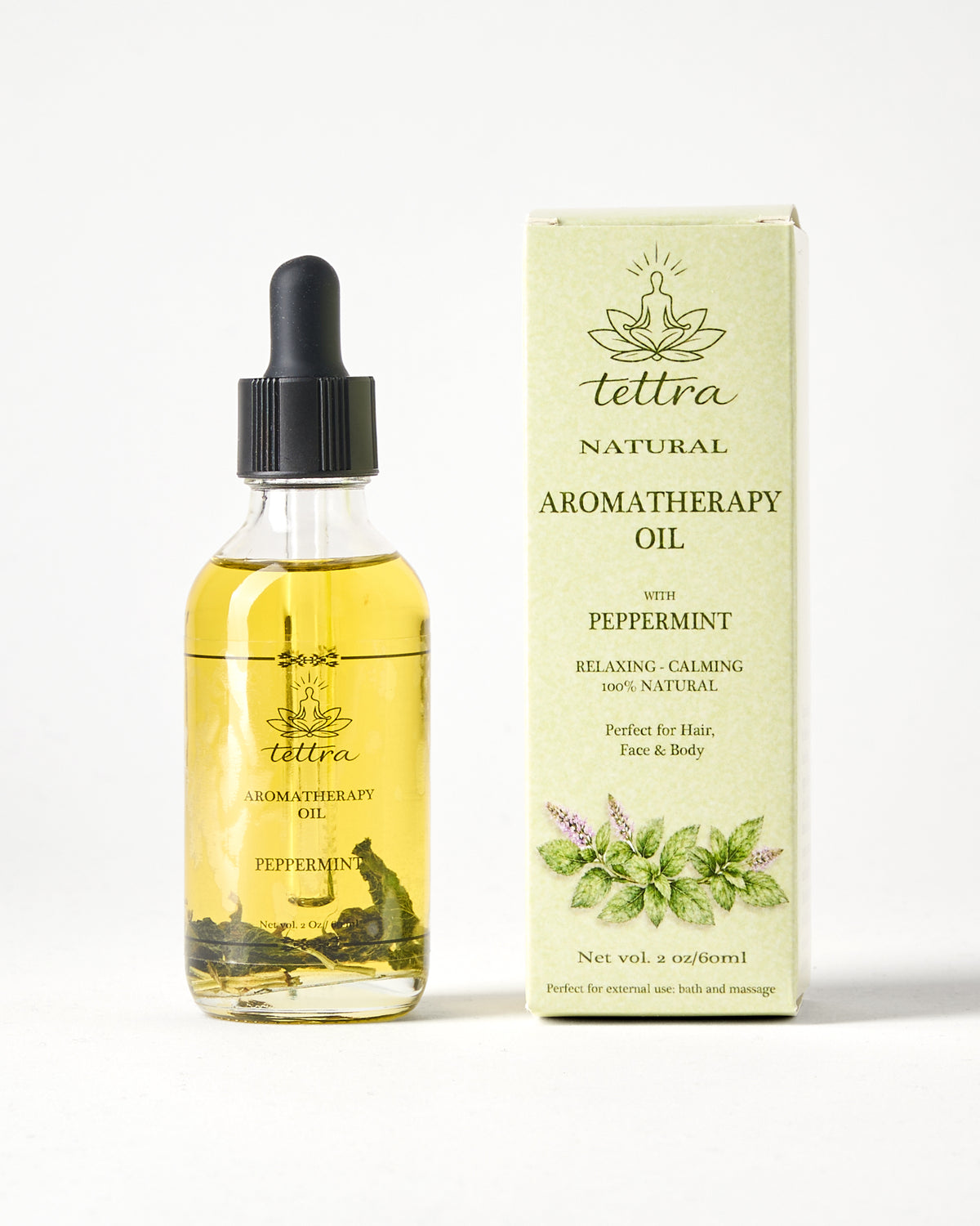 TETTRA peppermint aromatherapy oil bottle and box