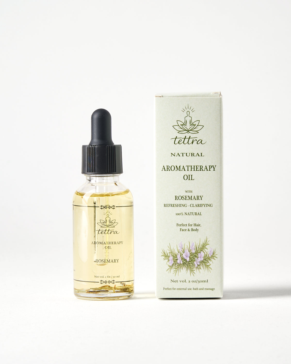 TETTRA rosemary aromatherapy oil bottle and box